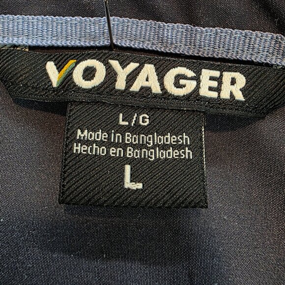 Voyager Men's Short Sleeve Woven Button Front Stretch Performance Shirt Grey Lg - Picture 7 of 12